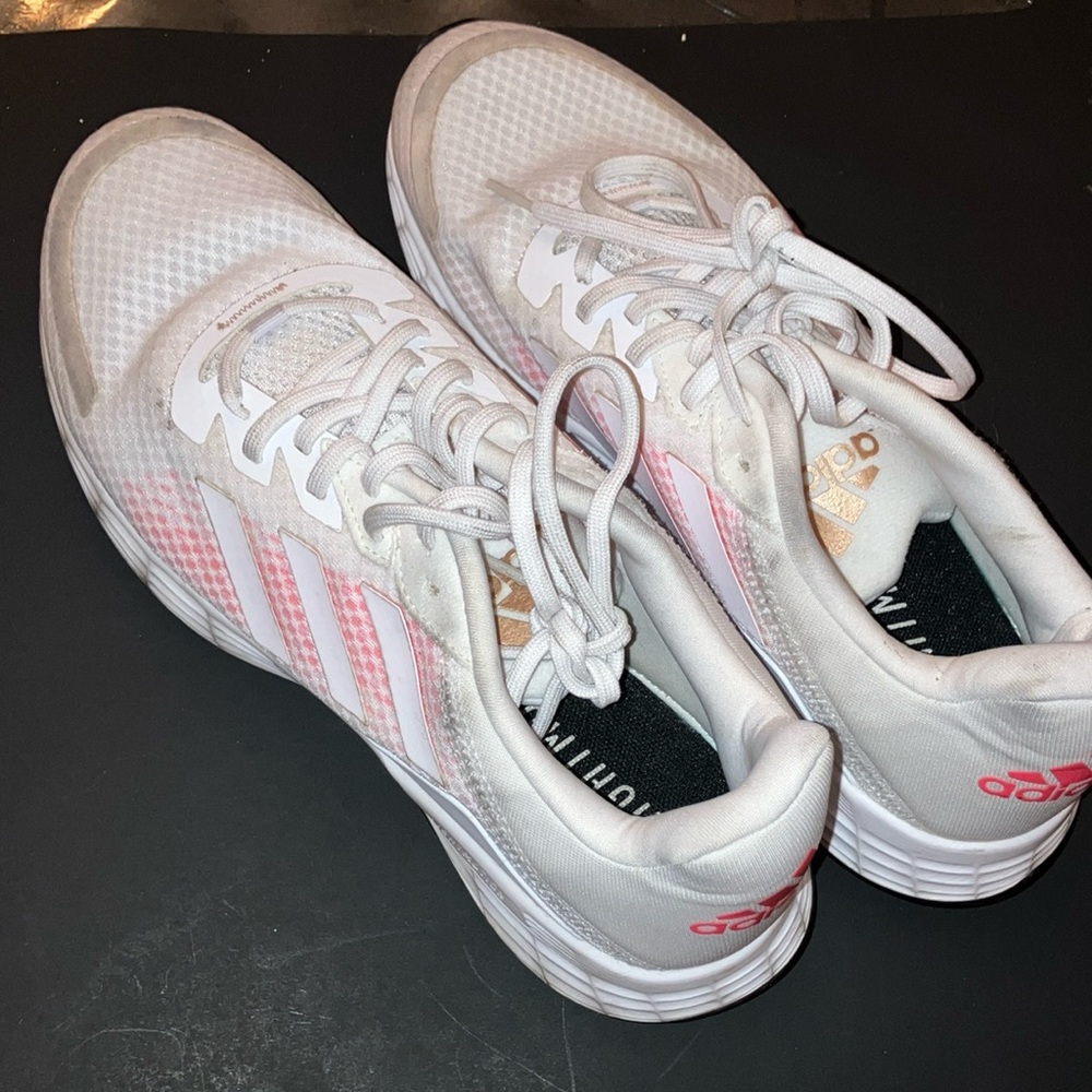 Adidas Women's White and Pink Running Shoes